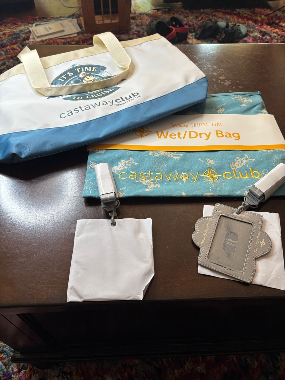 Disney Cruise Line Castaway Club Tote & Wet/Dry Bag Set with 2 Lanyards NWT